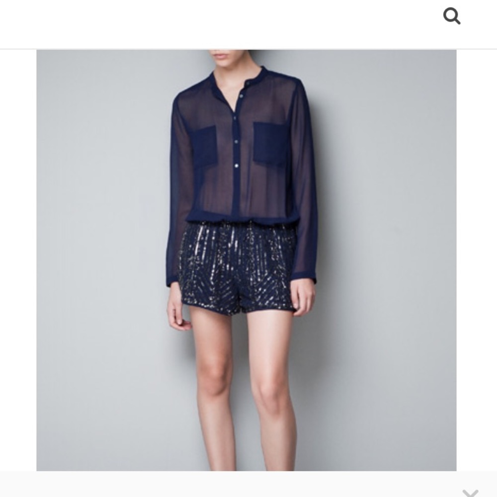 Zara Trafaluc Blue Sequin Romper